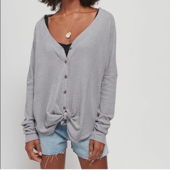 Urban Outfitters Front-tie Waffleknit Thermal - Picture 1 of 5
